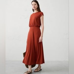 NWT Banana Republic Knit Ponte Midi Dress in Orange Red Size Small